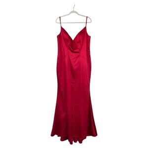MAC DUGGAL Red Satin Gown Long Dress Plus Size 14 Formal Glam Event Gala Dance